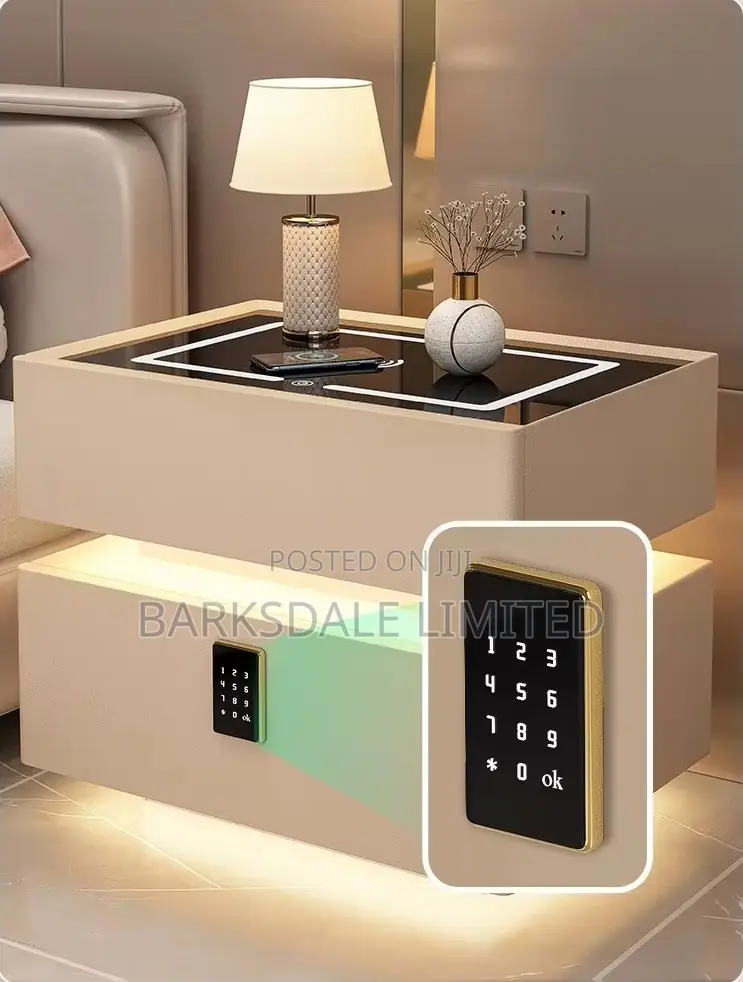 Bedside Table Drawer Led Light Bluetooth Speaker Lock Code