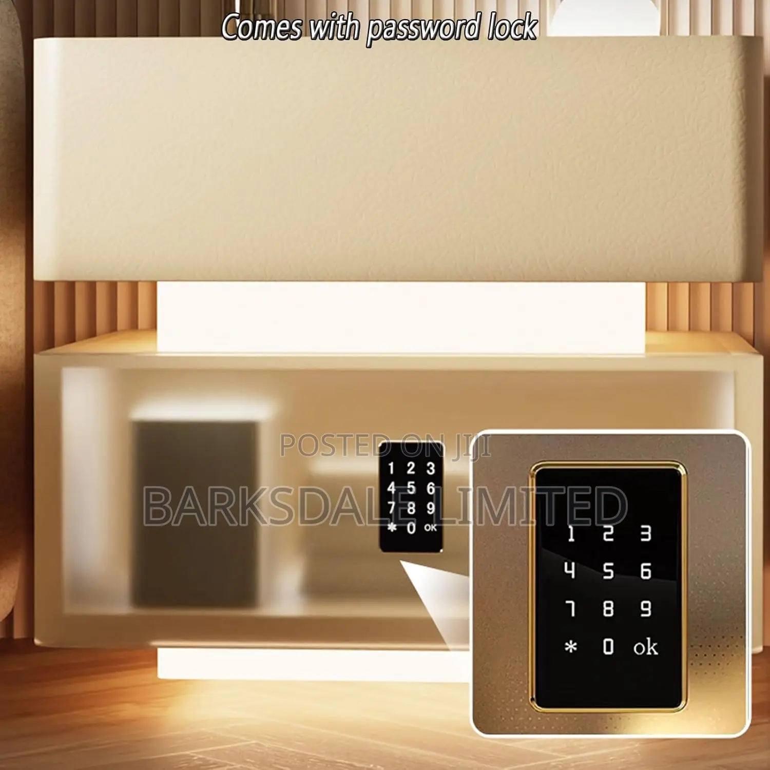 Bedside Table Drawer Led Light Bluetooth Speaker Lock Code