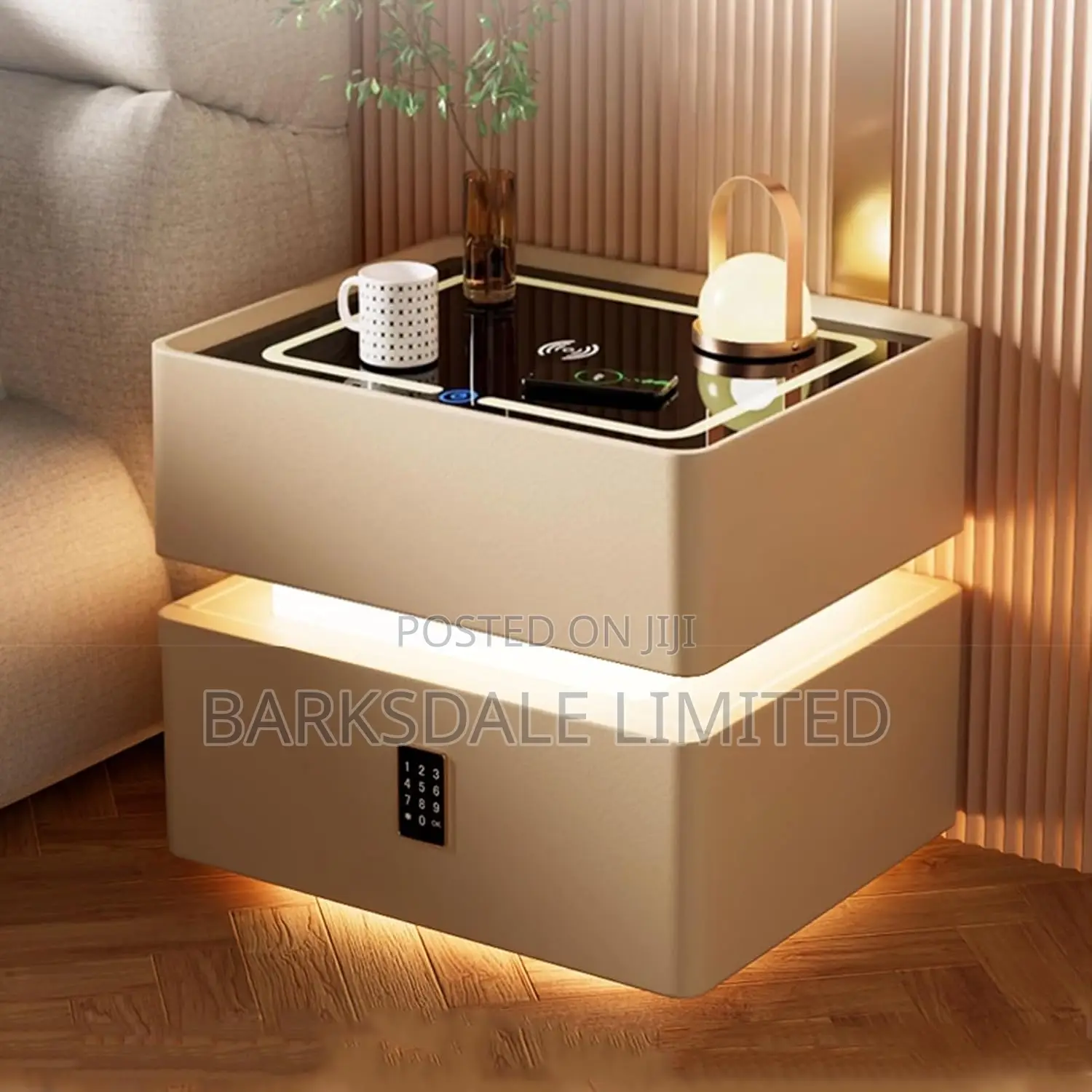 Bedside Table Drawer Led Light Bluetooth Speaker Lock Code