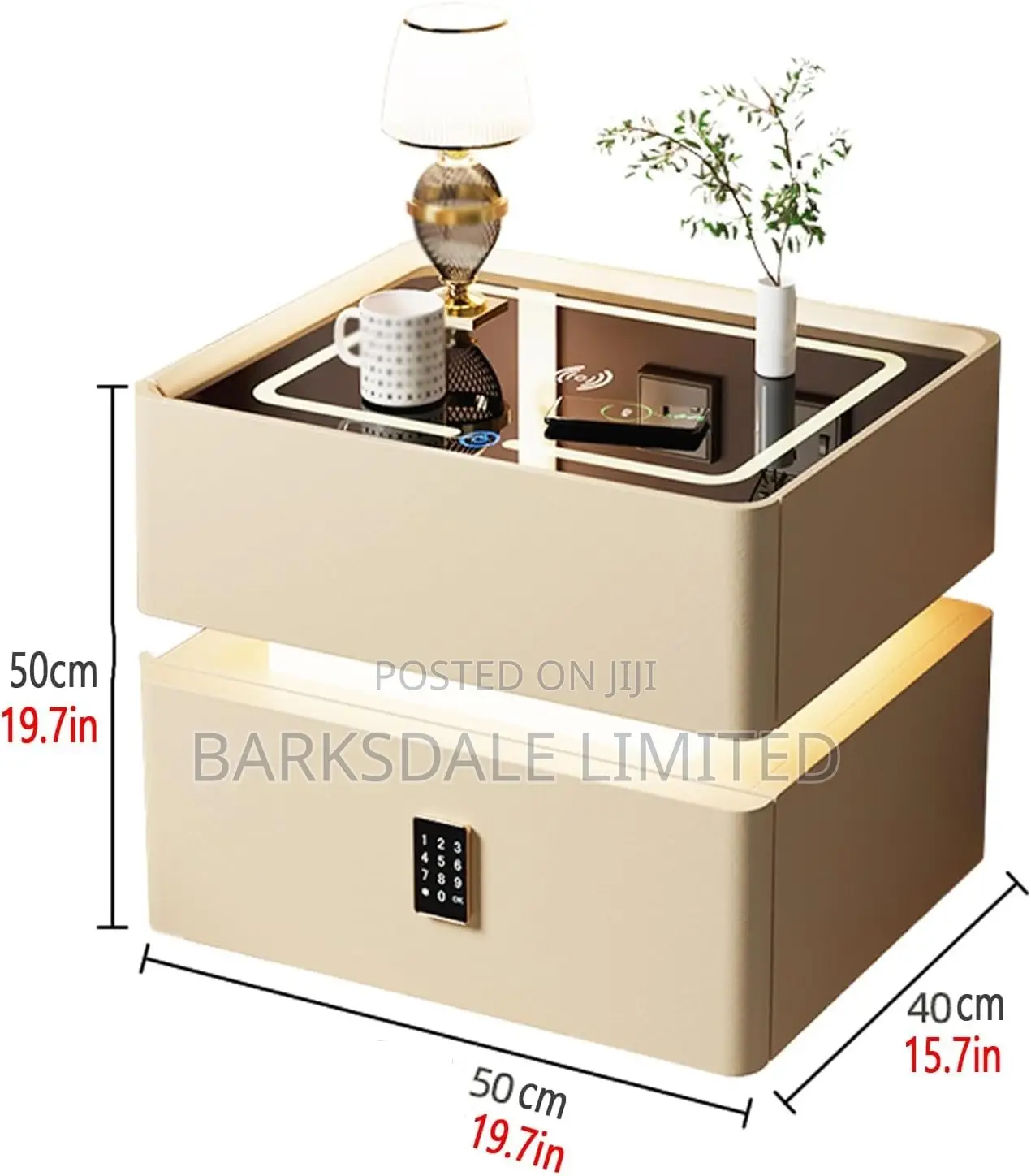 Bedside Table Drawer Led Light Bluetooth Speaker Lock Code
