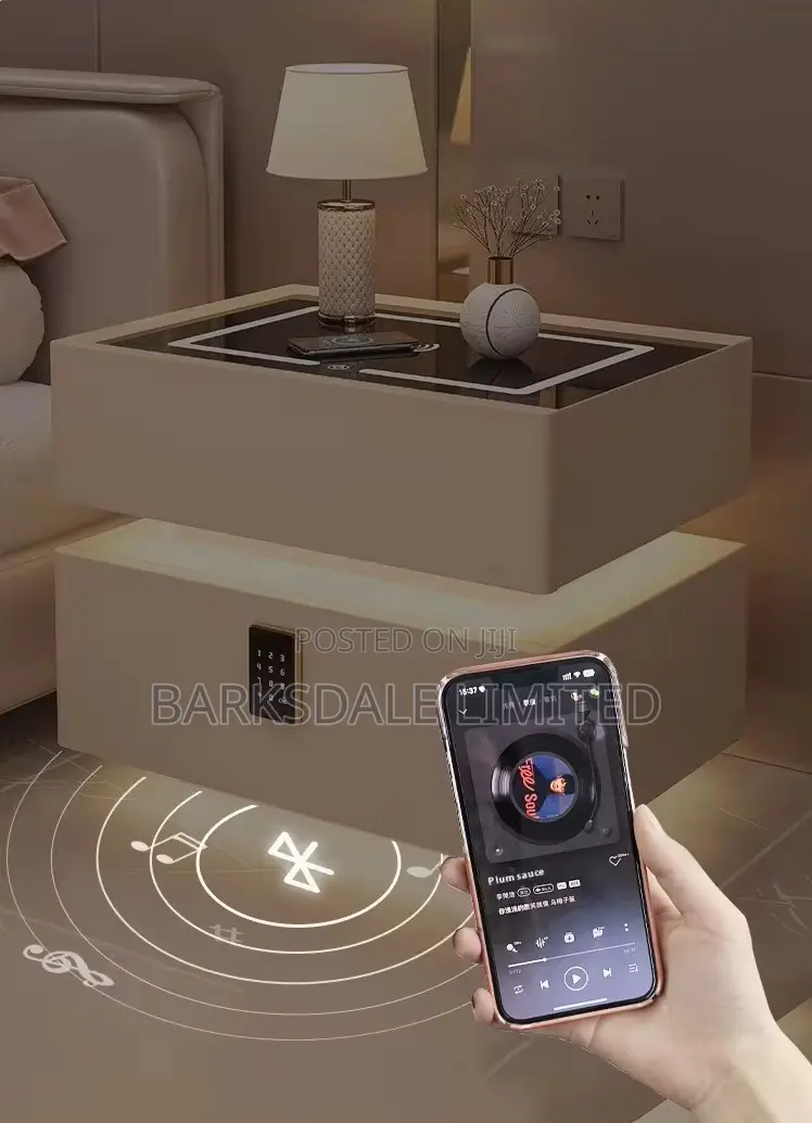 Bedside Table Drawer Led Light Bluetooth Speaker Lock Code