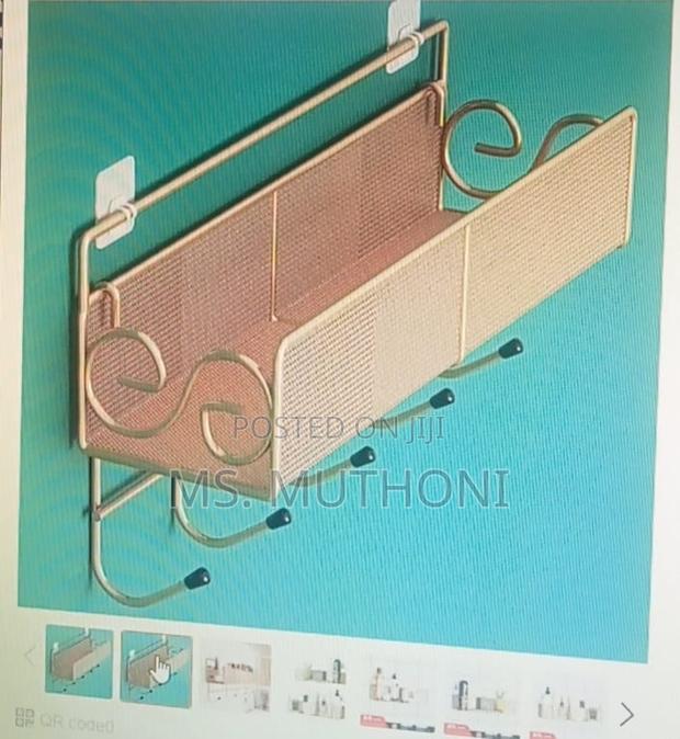 Mesh Bathroom Rack With Self Adhesive Stickers and Hooks - thumbnail 3