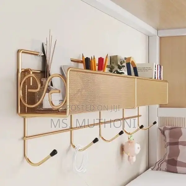 Mesh Bathroom Rack With Self Adhesive Stickers and Hooks