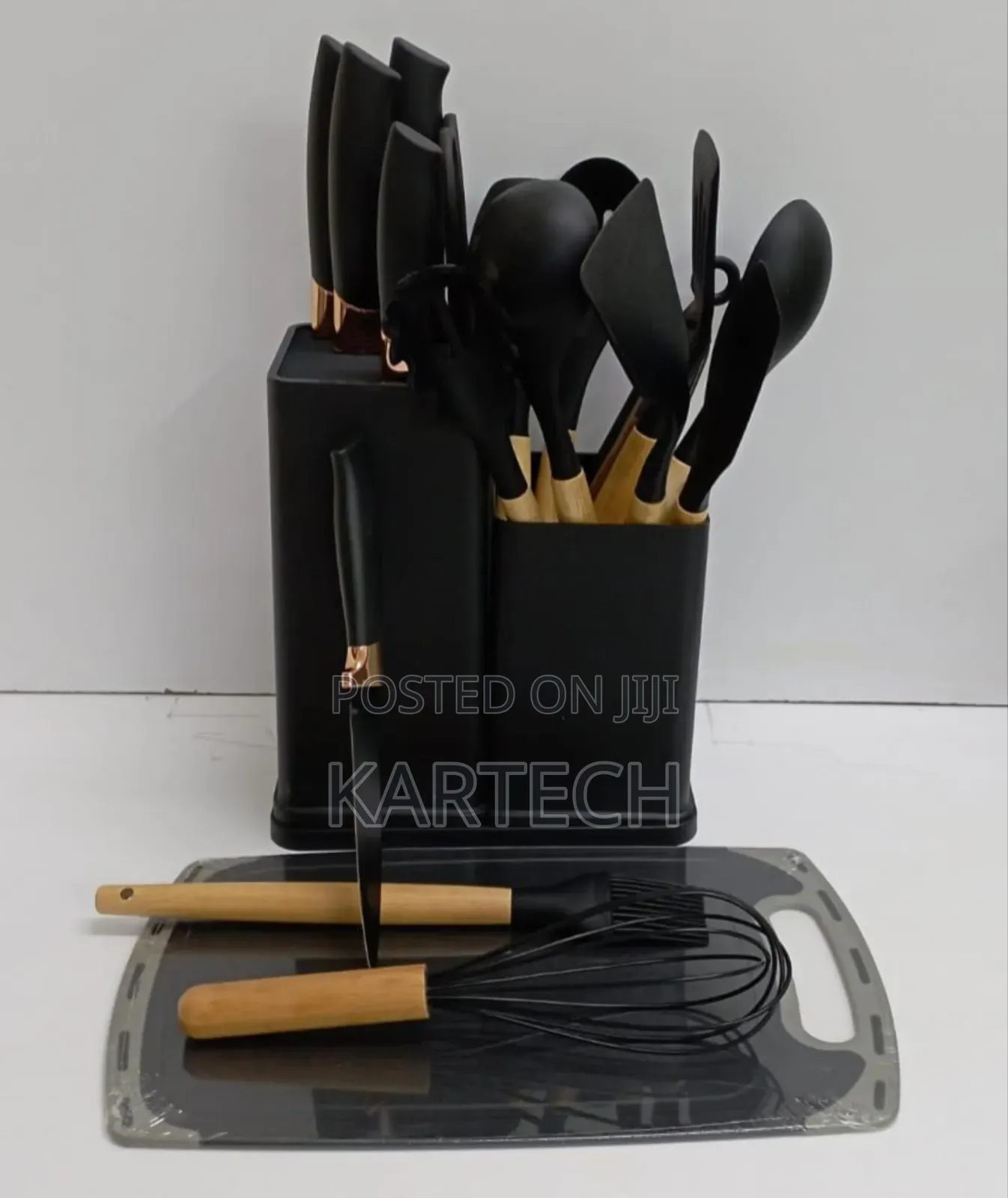 19PC Silicon Spoon Set + Knife Set + Bamboo