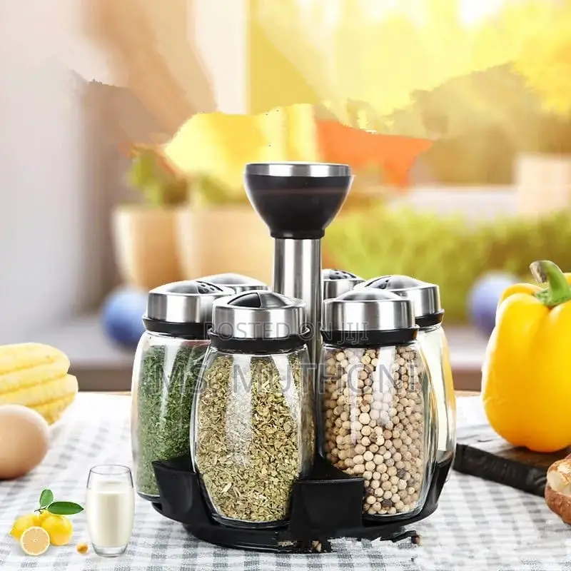*Rotating Seasoning Glass Jar Storage Set*