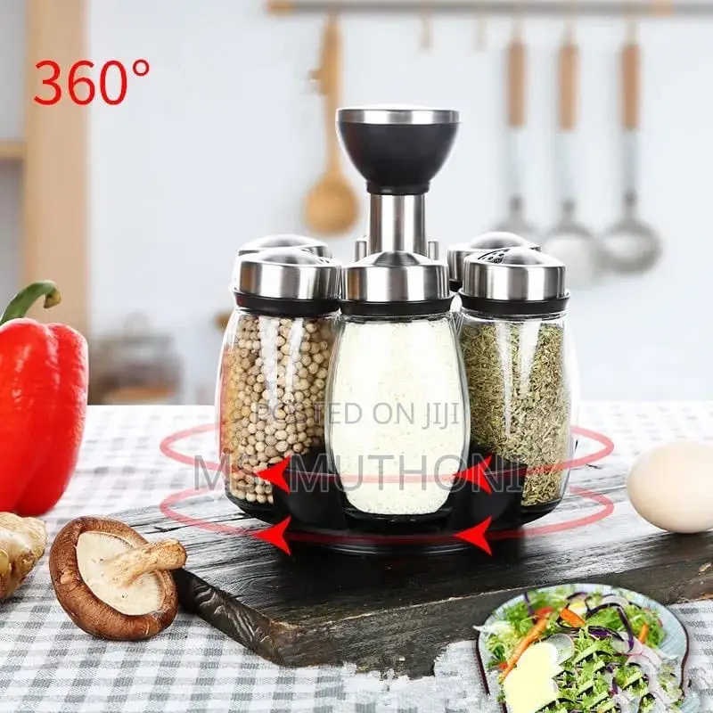 *Rotating Seasoning Glass Jar Storage Set*