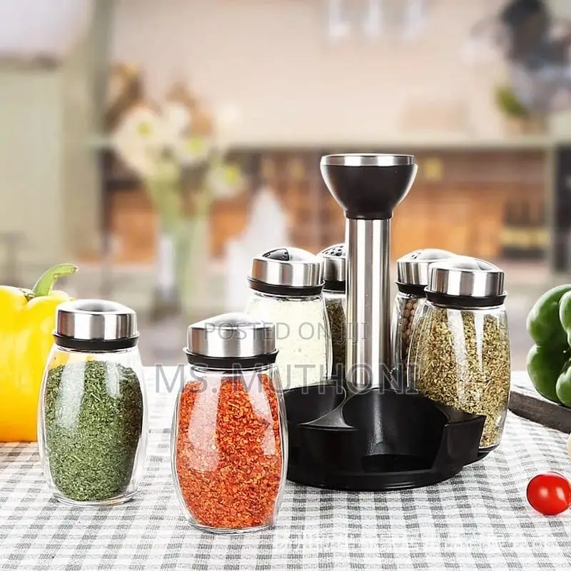 *Rotating Seasoning Glass Jar Storage Set*