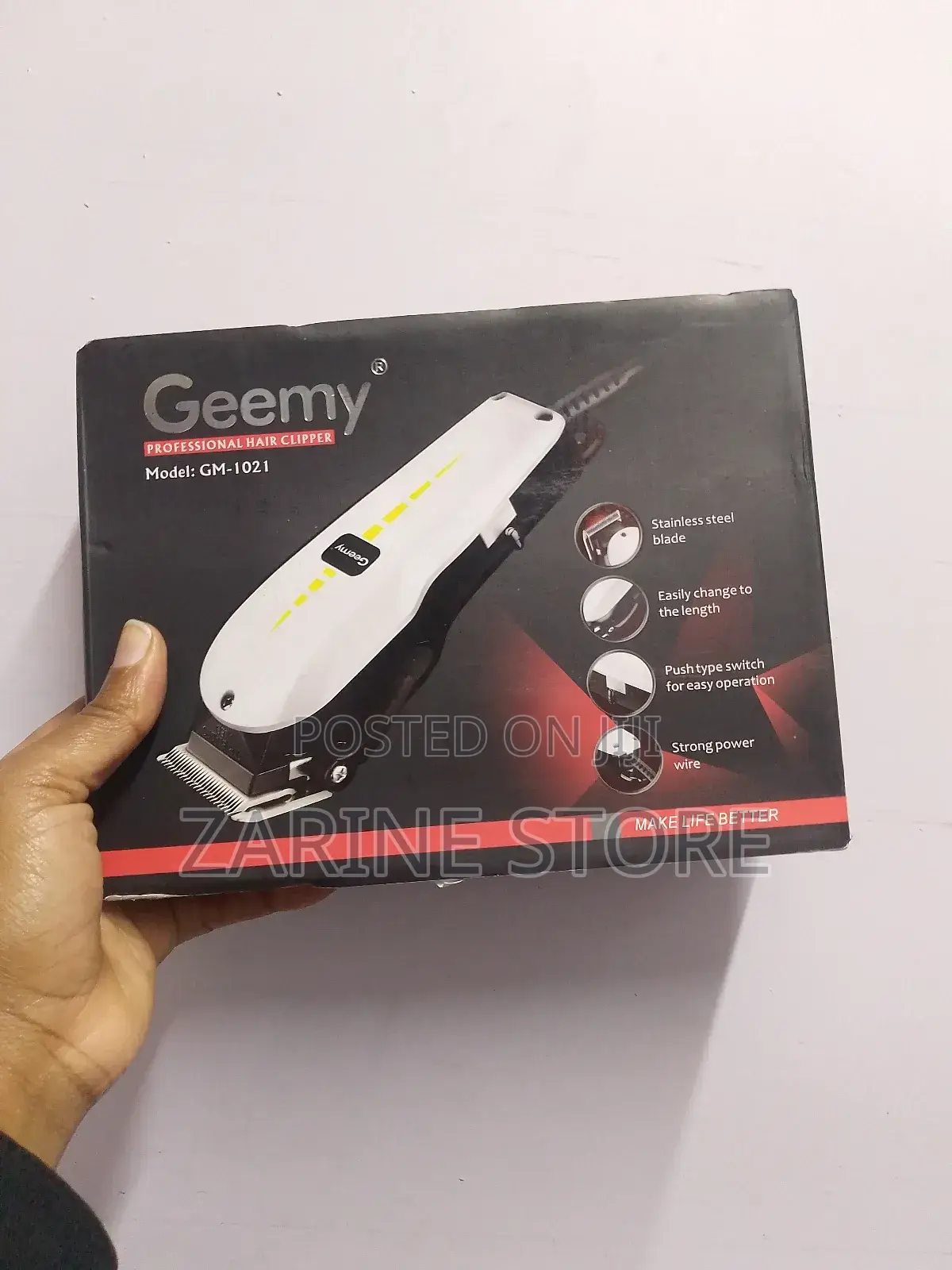Geemy Clipper With Stainless Steel Blade Strong Power Wire
