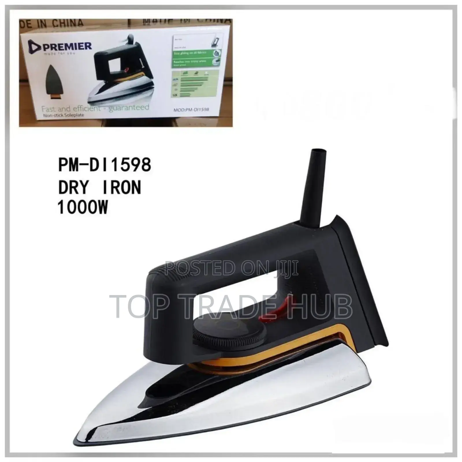Premier Dry Iron 1000w Nonstick Soleplate