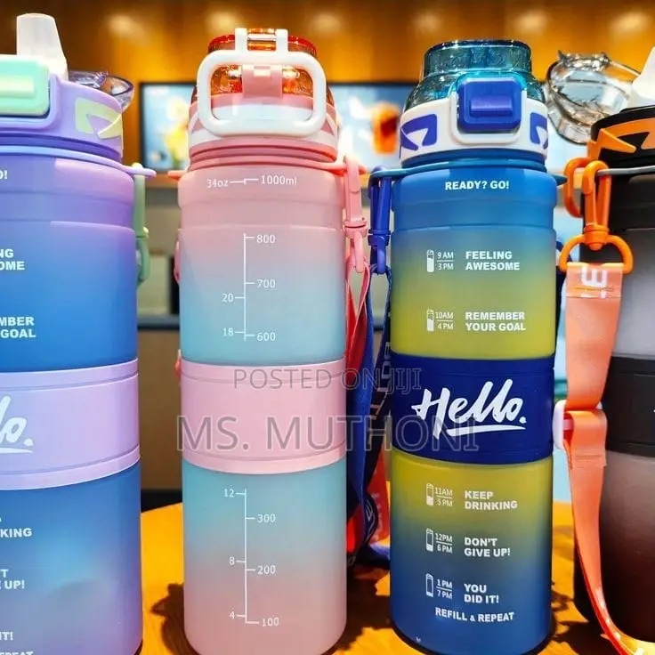 1l Hello Motivational Outdoor Water Bottle