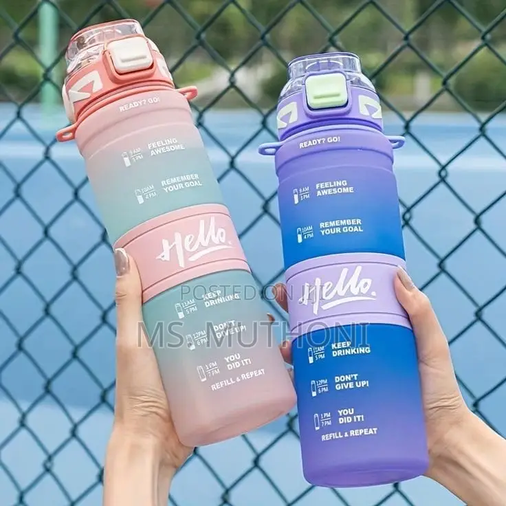 1l Hello Motivational Outdoor Water Bottle