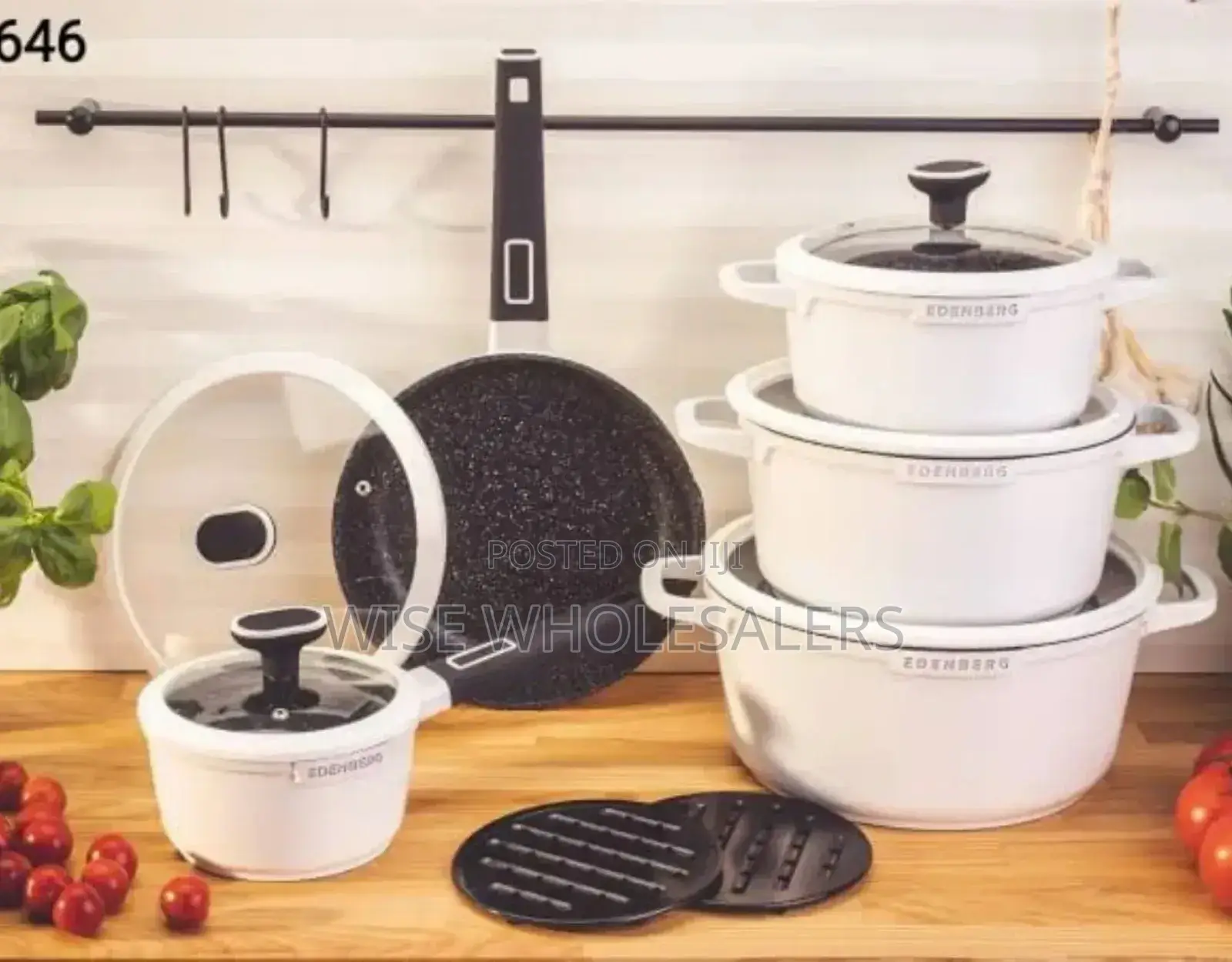 Edenberg 12pcs Set Matt White + Black Color Handle Available