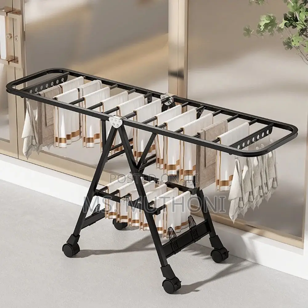 Black Movable Outdoor Drying Rack 1.5m (With Wheels)-