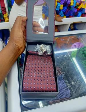 Dark Maroon,Black Pink Polycadot Executive Tie Sets - thumbnail 2