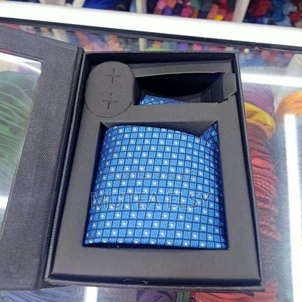 Ocean Blue,Black White Micro Dotted Executive Tie Sets. - main view