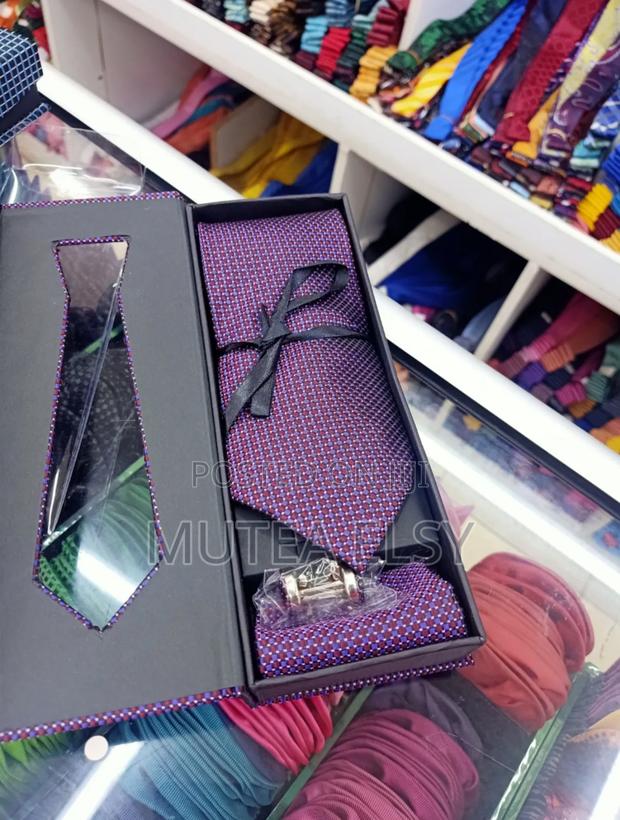 White,Royal Purple Maroon Mini Dotted Executive Tie Sets - main view