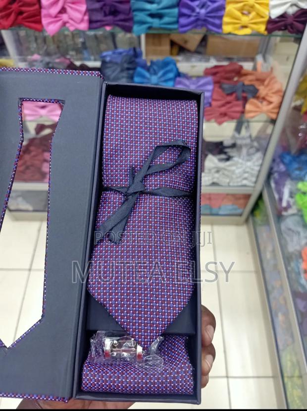 White,Royal Purple Maroon Mini Dotted Executive Tie Sets - thumbnail 2