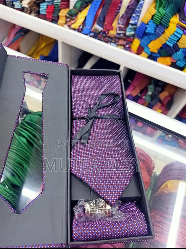 White,Royal Purple Maroon Mini Dotted Executive Tie Sets - thumbnail 3