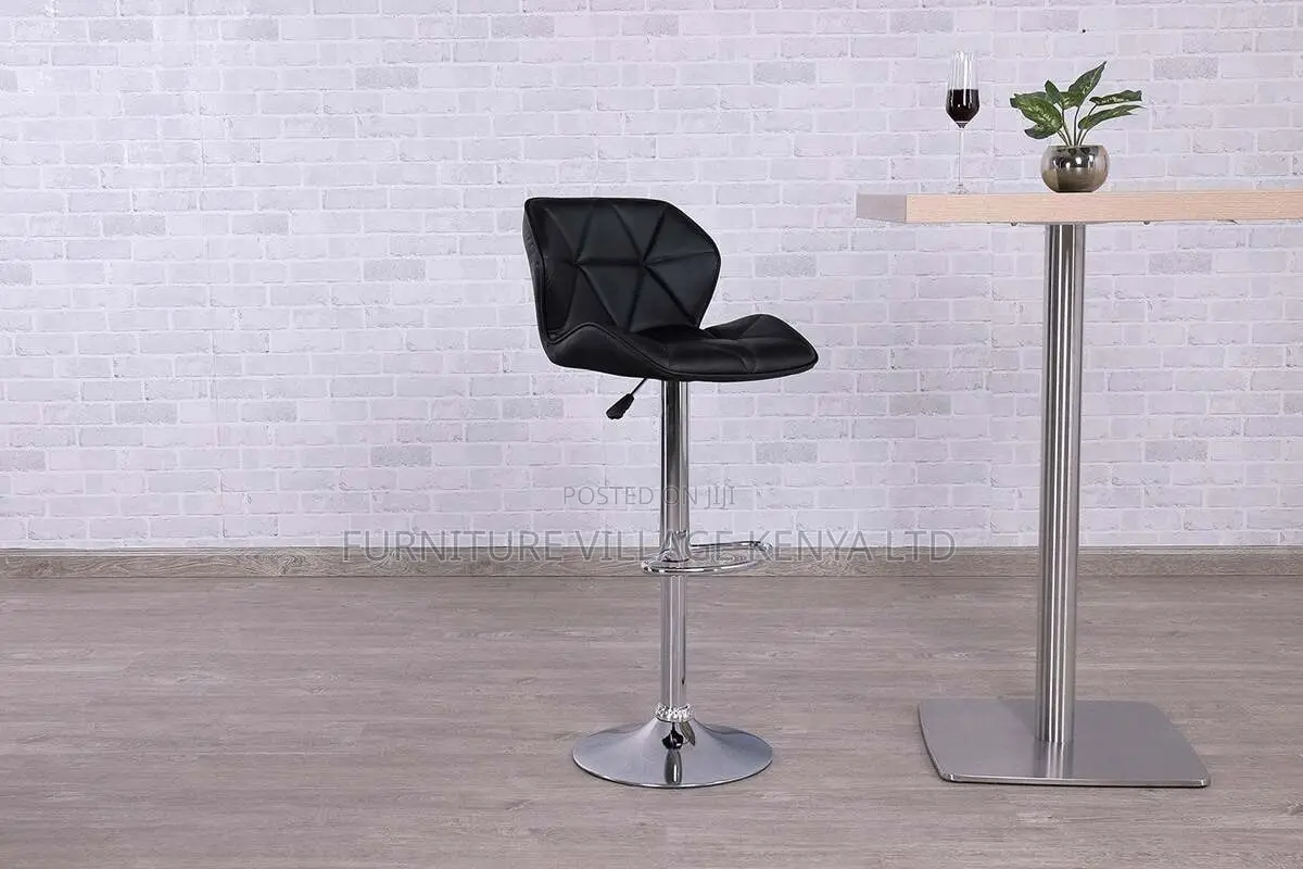 Adjustable Bar Chair - Black and Silver