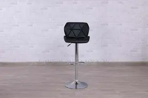PU Round Shape Barstool Set, Black Adjustable Bar Stool