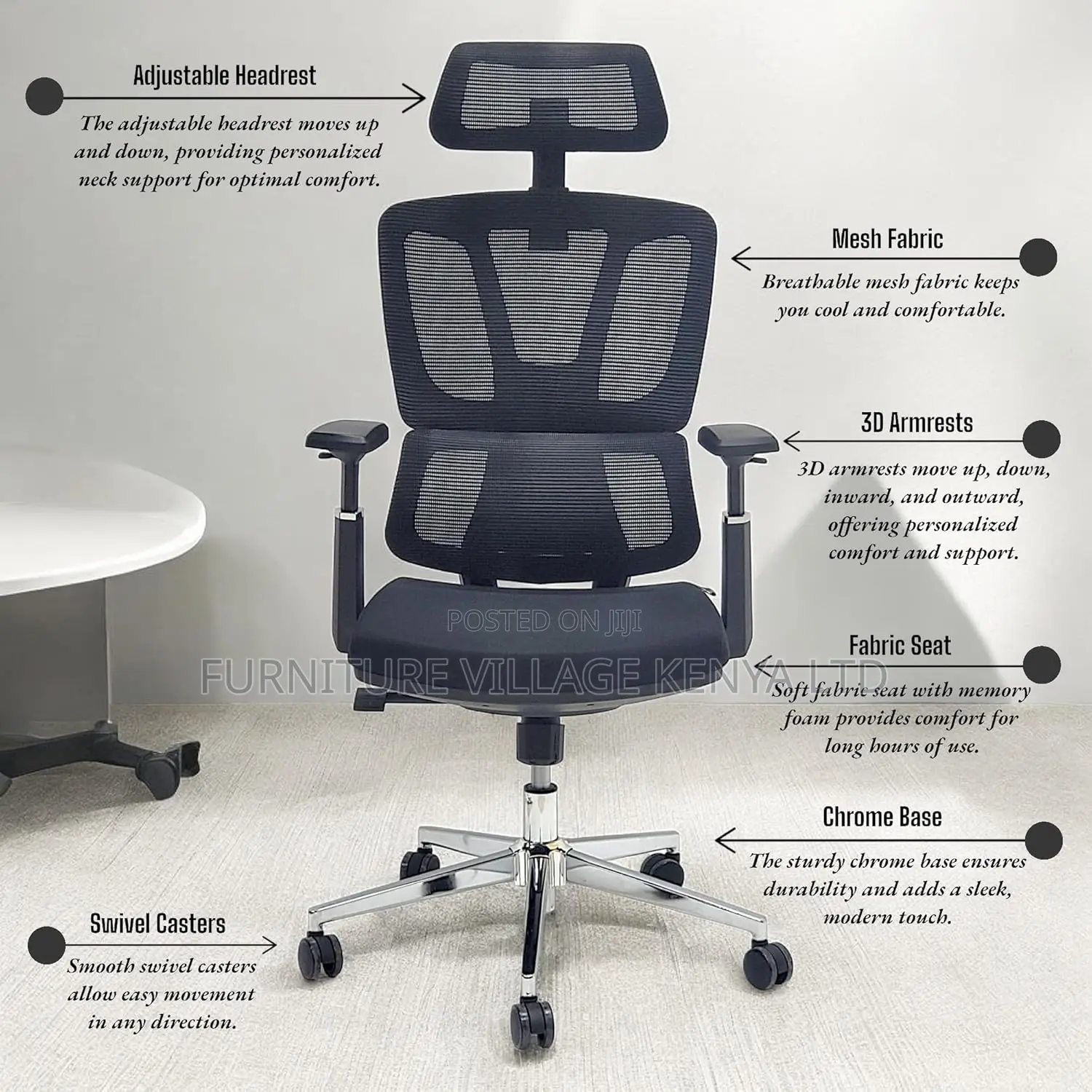 High-Back Orthopedic Office Chair, Ergonomic Desk Chair