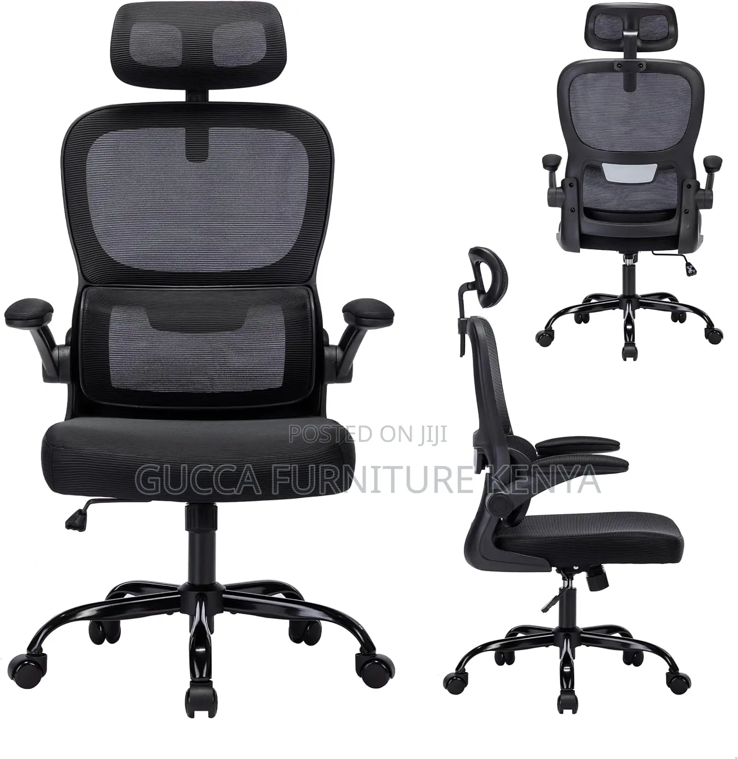 Ergonomic Mesh Office Chair With Adjustable Headrest and Arm