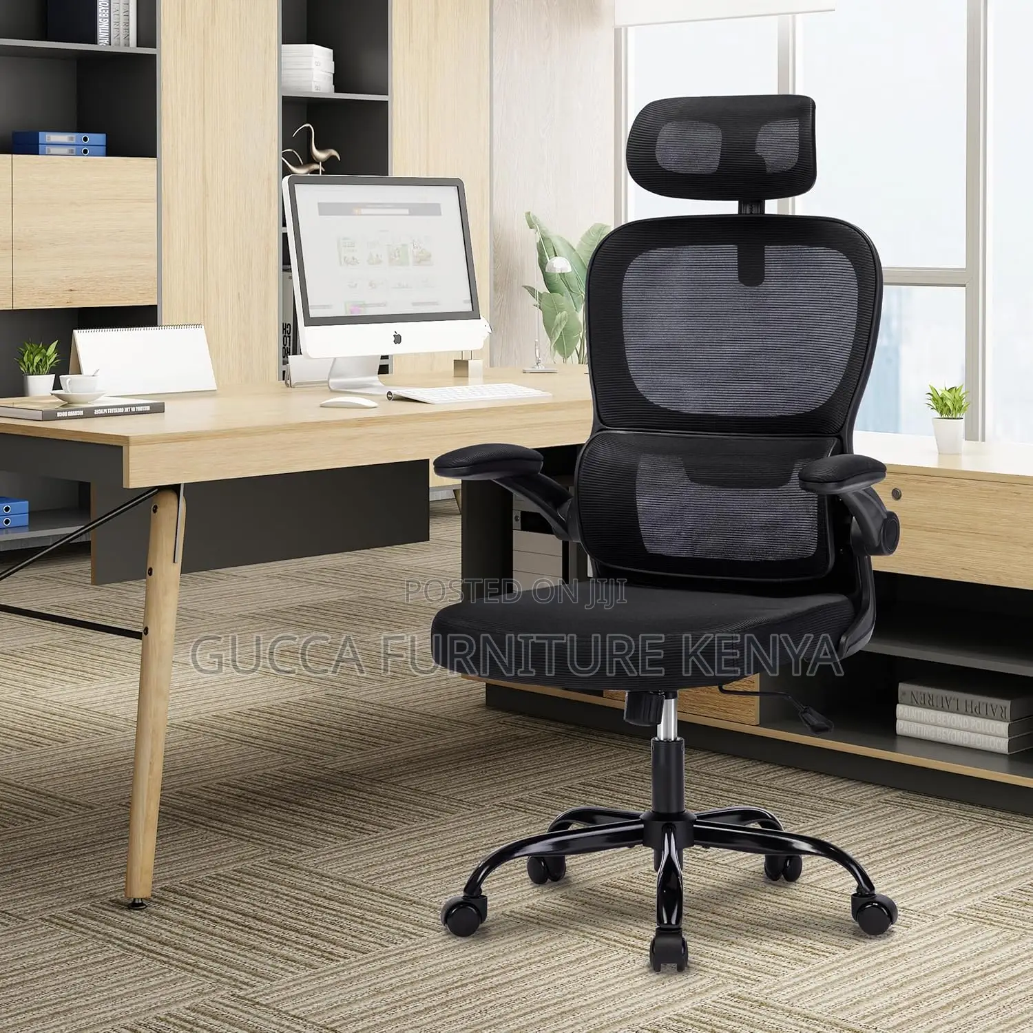 Ergonomic Mesh Office Chair With Adjustable Headrest and Arm