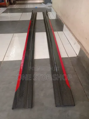 Carbon Black With Red Part Side Skirts