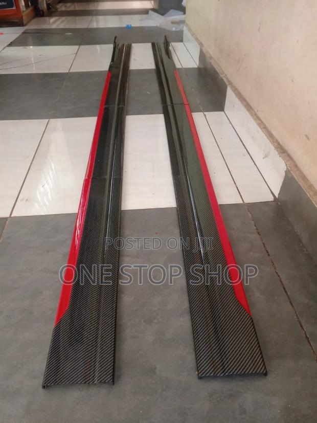 Carbon Black With Red Part Side Skirts