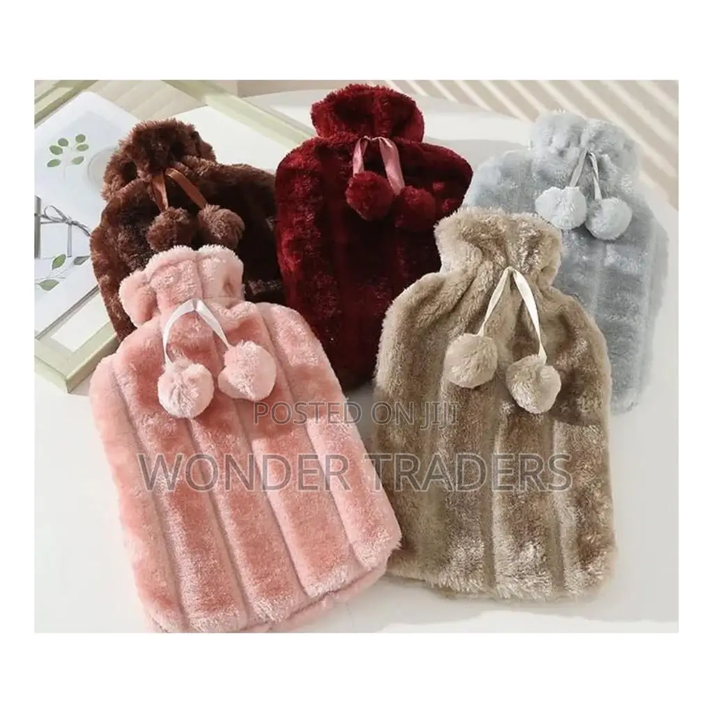 Hot Water Bottle With Faux Fur Fleece Cover* 2 Litres
