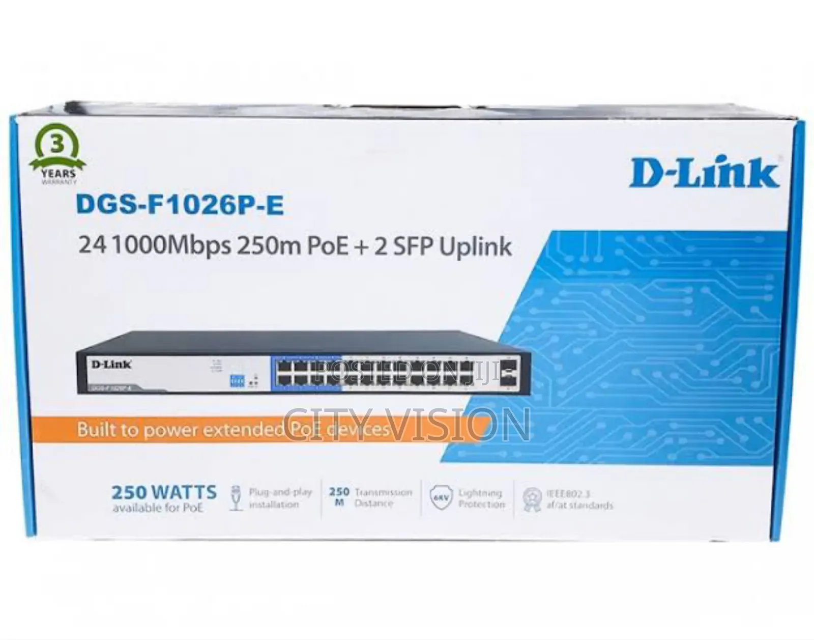 D-Link Upto 250 Meter Support 24-Port 1000mbps Poe Switch