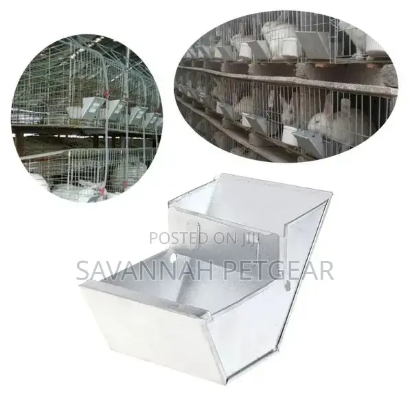 Bunny Rabbit Cage Metal Food Box, Rabbit Hutch Trough Feeder