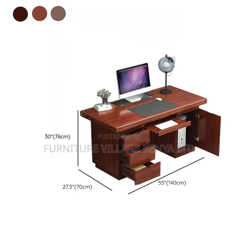 Modern Rectangular Lumber Sepia Office Desk, 1400MM