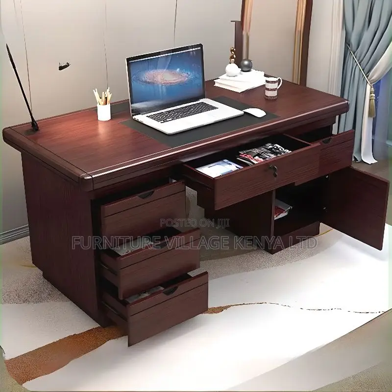 Modern Rectangular Lumber Sepia Office Desk, 1400MM