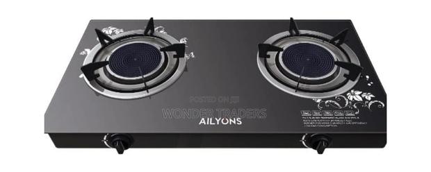 AILYONS 2 Burner Glass Top Gas Cooker Infrared Double Burner