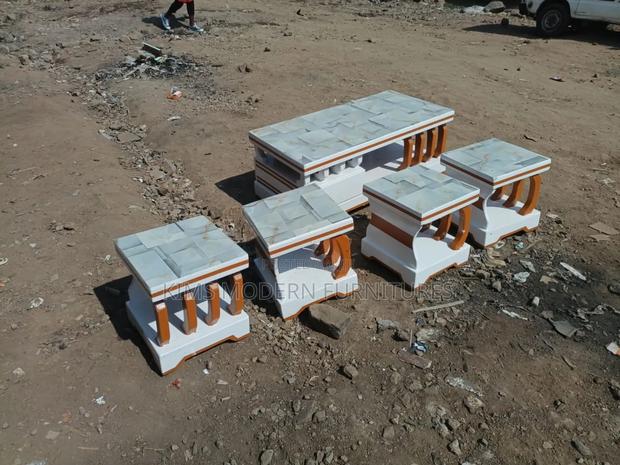 Spider White Golden Table Four Stools - main view