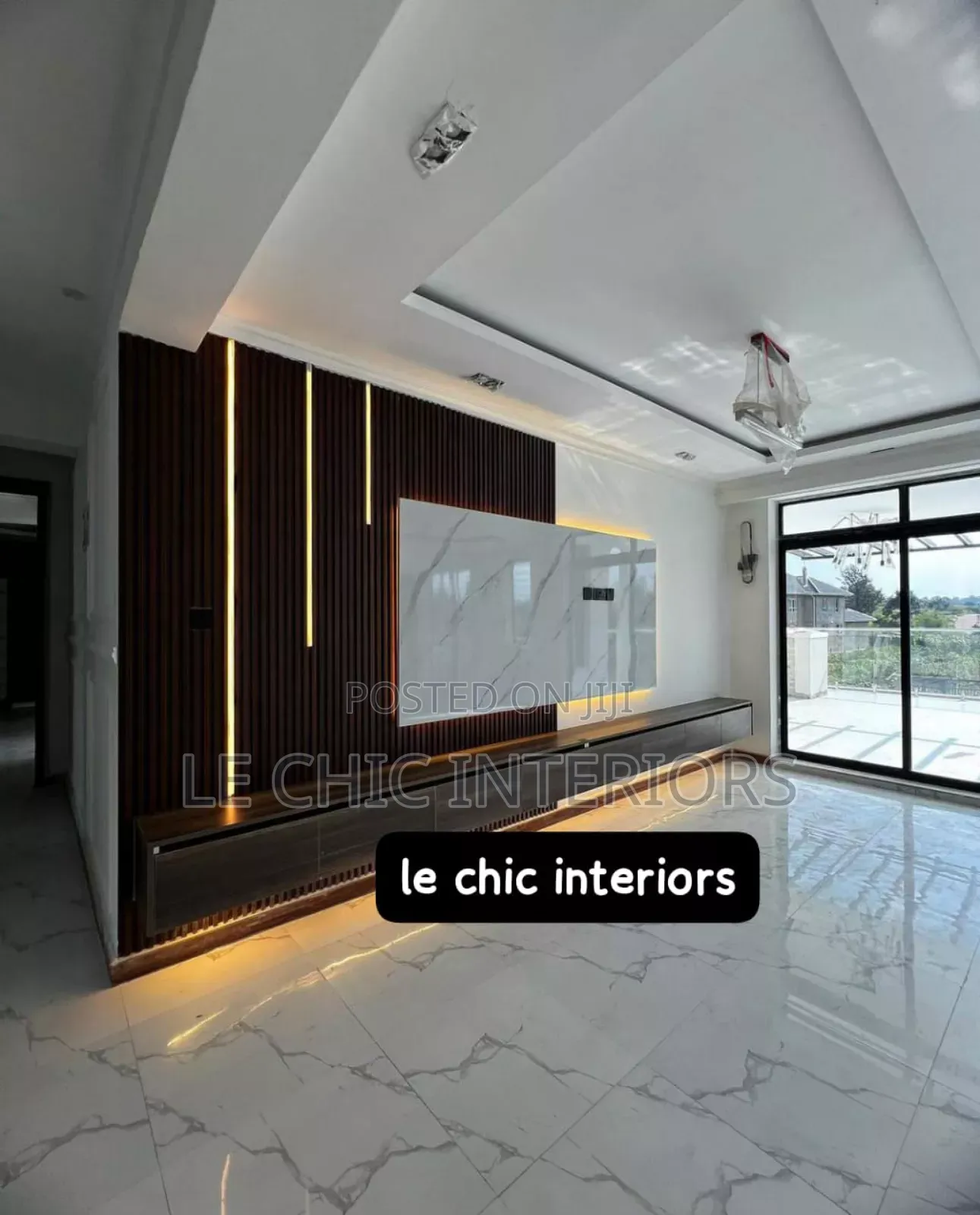 Flute Panels and Gypsum Tv Unit