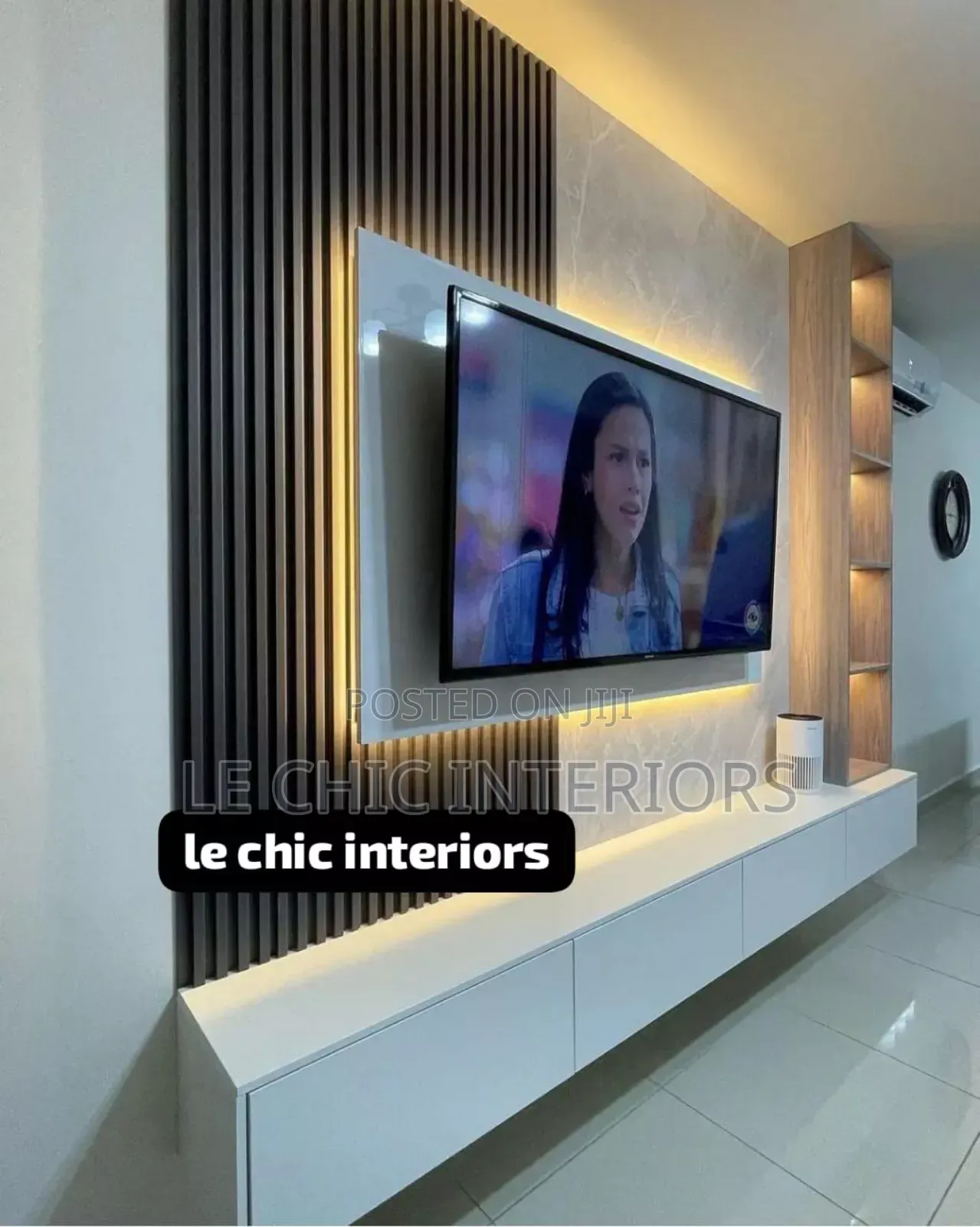 Flute Panels and Gypsum Tv Unit