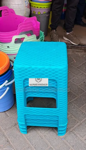 Pale Green Plastic Bamboo Plastic Stools
