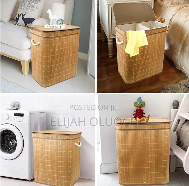 *100L Bamboo Laundry Basket With Flip Lid