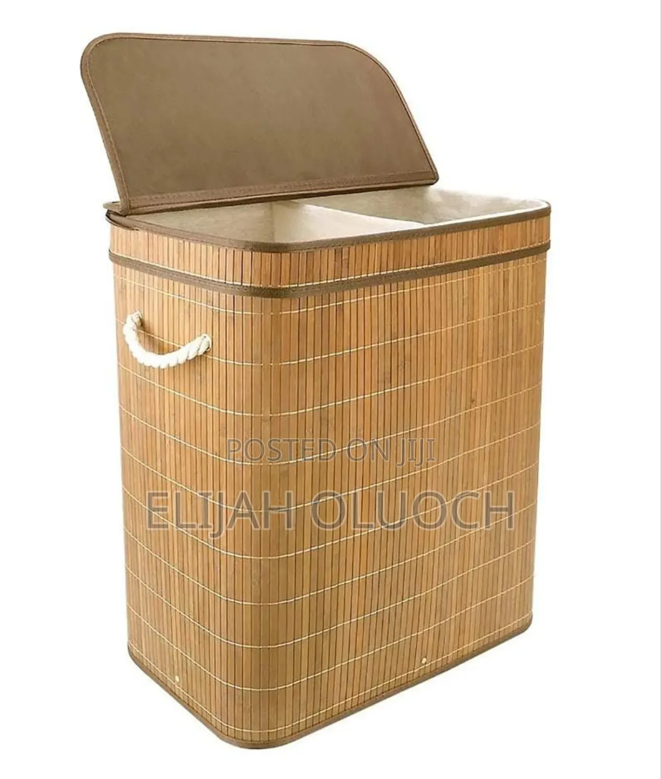 *100L Bamboo Laundry Basket With Flip Lid