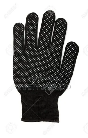 Single PVC Dotted Black Cotton Glove Isolated On White