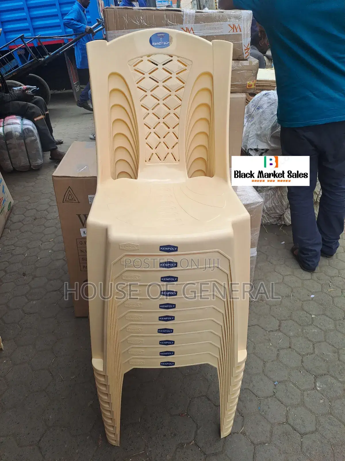 Cream Kenpoly Armless Plastic Chair