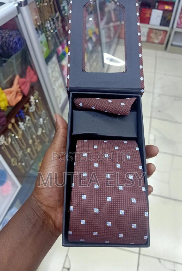 Coffee Brawn Geometric Tie Sets - main view