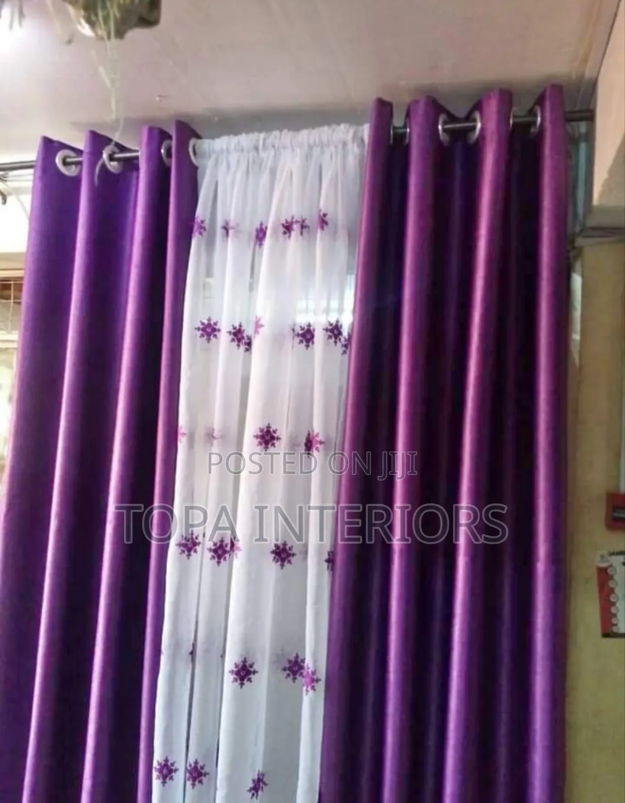 Beautiful Generic Purple Window Curtains With Matching Sheer