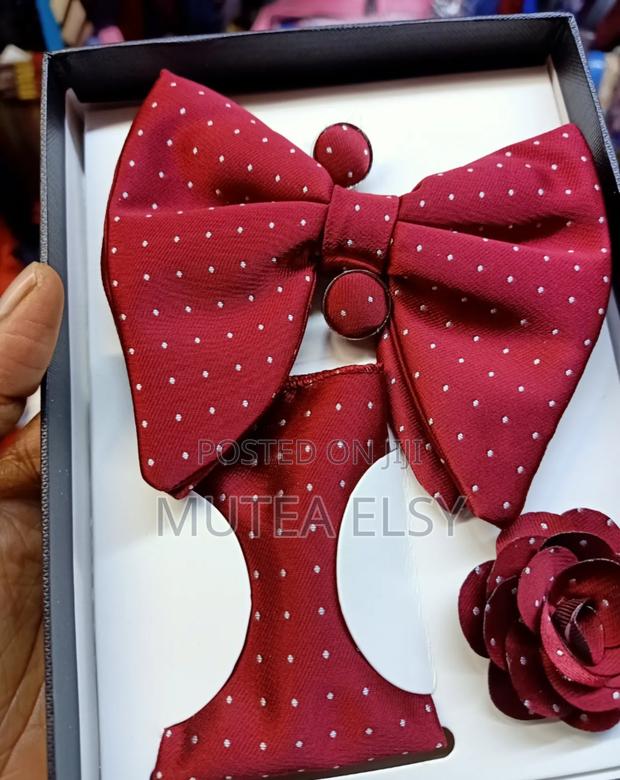 Redwine Light Beige Polycadot Butterfly Bowties Sets - thumbnail 2