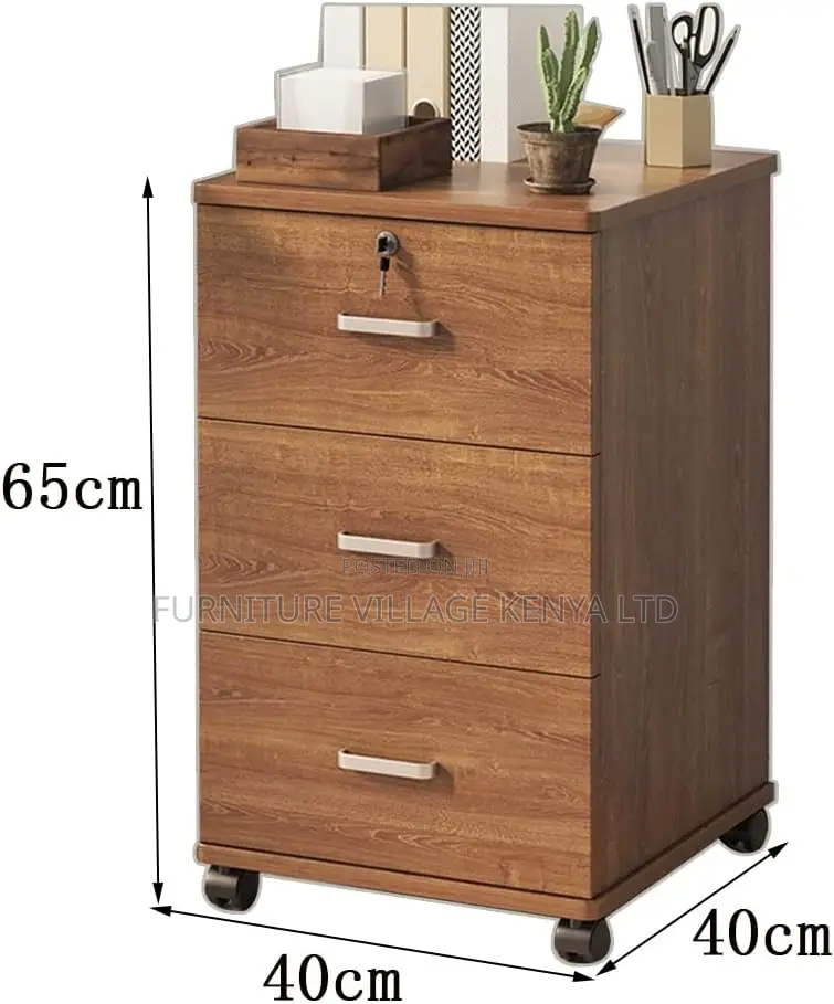 3-Drawer Mobile File Cabinet With Lock