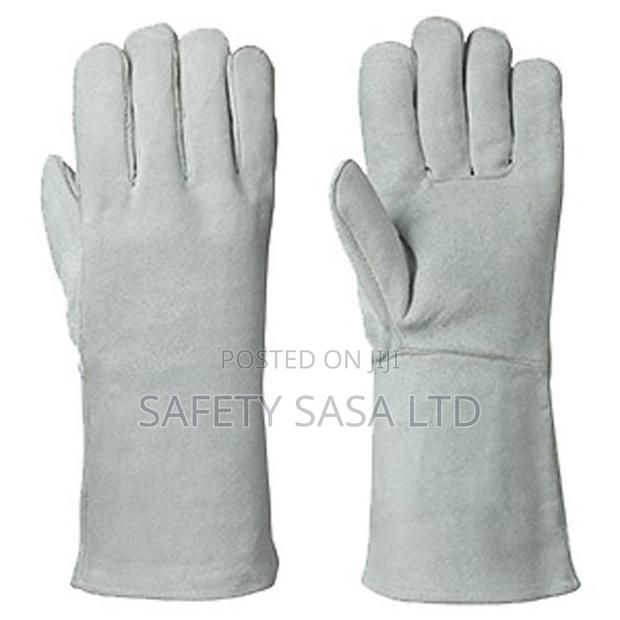 Grey Welding Leather Gloves - main view