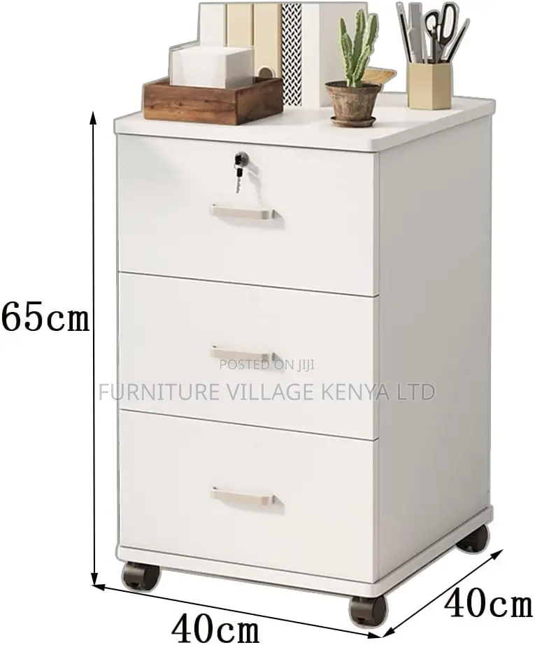 3-Drawer Mobile File Cabinet With Lock