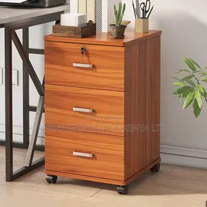Modern Wood Vertical 3-Drawer Filing Cabinet With Lock